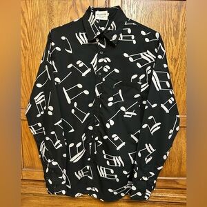 Men’s Long Sleeve Shirt, Musical Notes with front pocket.